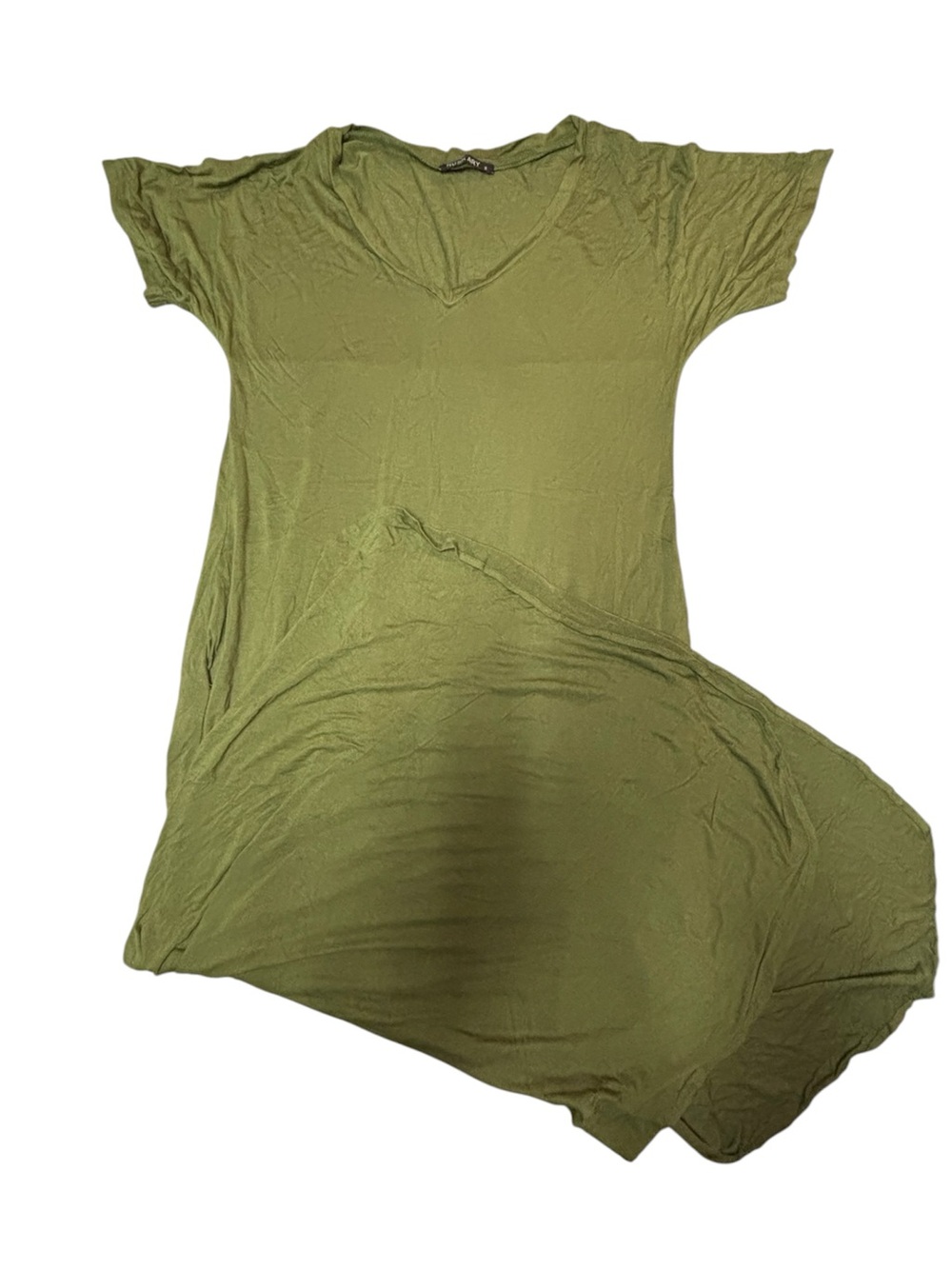 Huskary Olive Green Women's V-Neck Dress